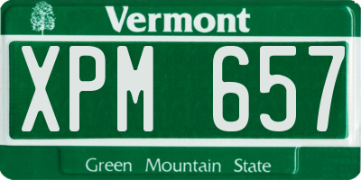 VT license plate XPM657