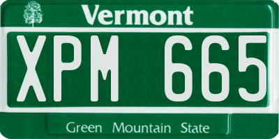 VT license plate XPM665