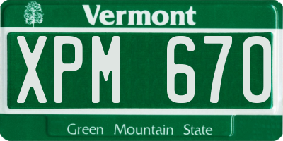 VT license plate XPM670