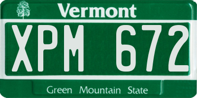 VT license plate XPM672