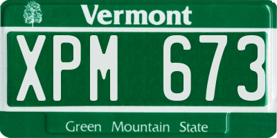 VT license plate XPM673