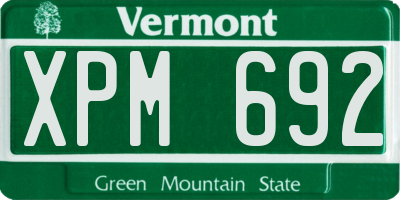 VT license plate XPM692