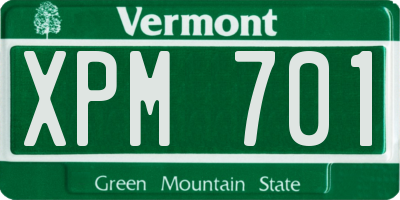 VT license plate XPM701