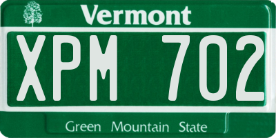 VT license plate XPM702