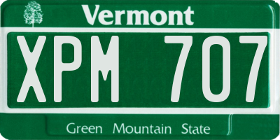 VT license plate XPM707