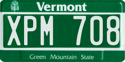 VT license plate XPM708