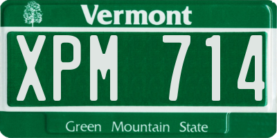 VT license plate XPM714