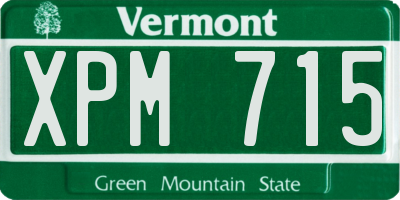 VT license plate XPM715