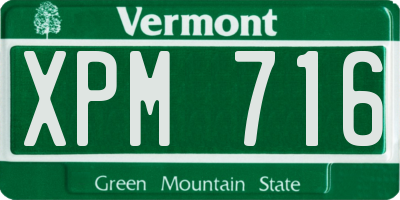 VT license plate XPM716