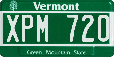 VT license plate XPM720