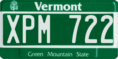 VT license plate XPM722