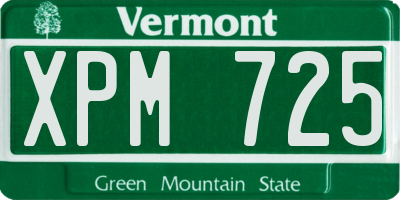 VT license plate XPM725