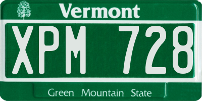 VT license plate XPM728