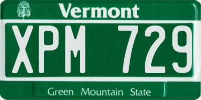 VT license plate XPM729