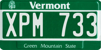VT license plate XPM733