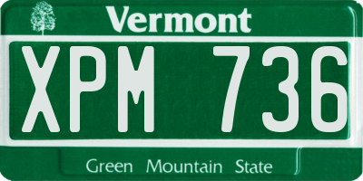 VT license plate XPM736