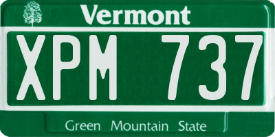 VT license plate XPM737