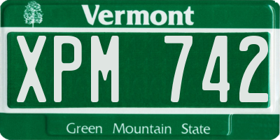 VT license plate XPM742