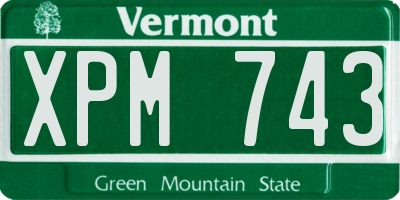 VT license plate XPM743