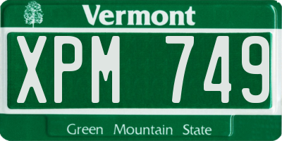 VT license plate XPM749