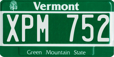 VT license plate XPM752