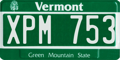 VT license plate XPM753
