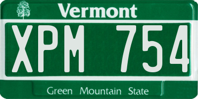 VT license plate XPM754