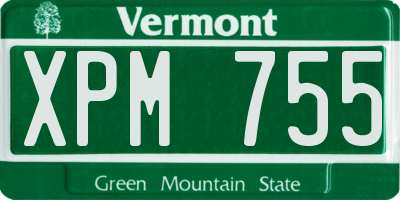 VT license plate XPM755