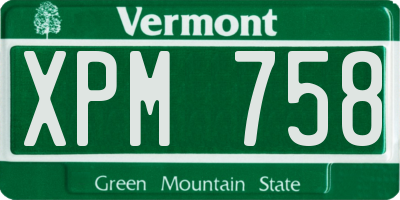 VT license plate XPM758