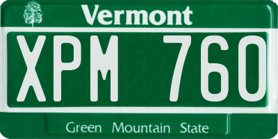 VT license plate XPM760