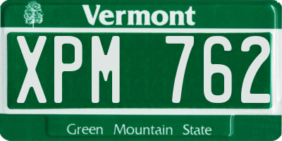VT license plate XPM762