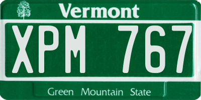 VT license plate XPM767