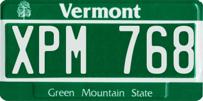 VT license plate XPM768