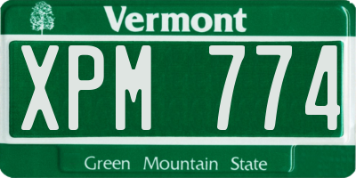 VT license plate XPM774