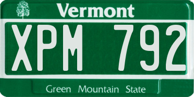 VT license plate XPM792