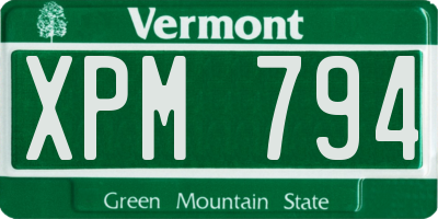 VT license plate XPM794