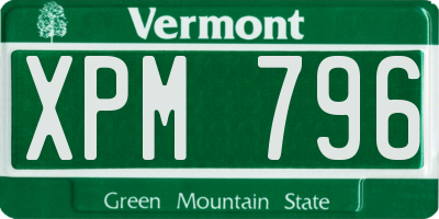 VT license plate XPM796