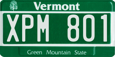 VT license plate XPM801