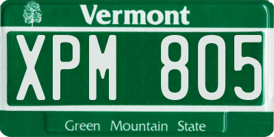 VT license plate XPM805