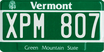 VT license plate XPM807