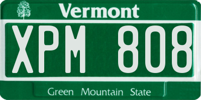 VT license plate XPM808