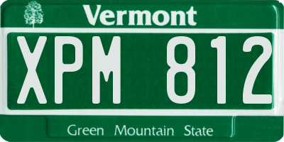 VT license plate XPM812
