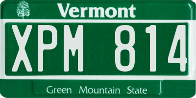 VT license plate XPM814