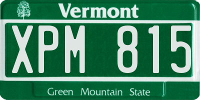 VT license plate XPM815