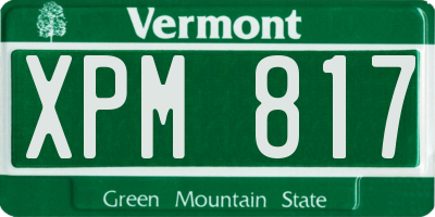 VT license plate XPM817