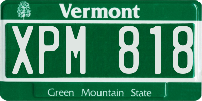 VT license plate XPM818