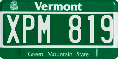 VT license plate XPM819
