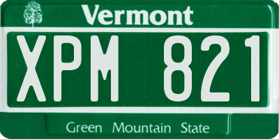 VT license plate XPM821