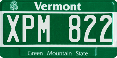 VT license plate XPM822