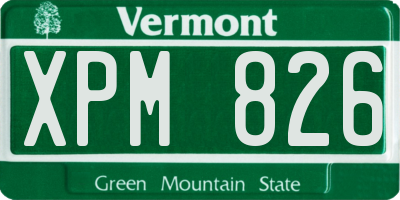 VT license plate XPM826